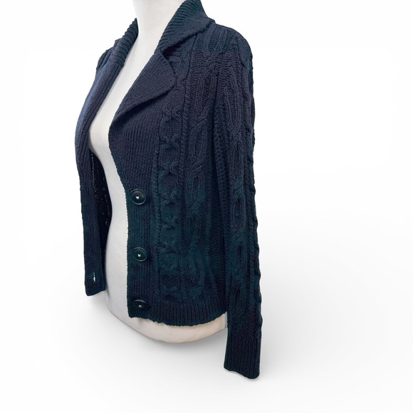 Anthropologie Anchors Away cable-knit cardigan Womens XS Navy Nautical Sweater - Picture 8 of 10